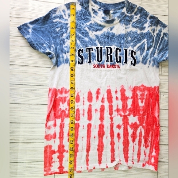 Vintage Embroidered Sturgis Rally Tee in Red, White, and Blue Tie Dye Size Small - Picture 8 of 8